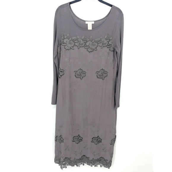 Sundance Dress Womens Petite 4 Gray Embroidered Lace - Picture 1 of 10